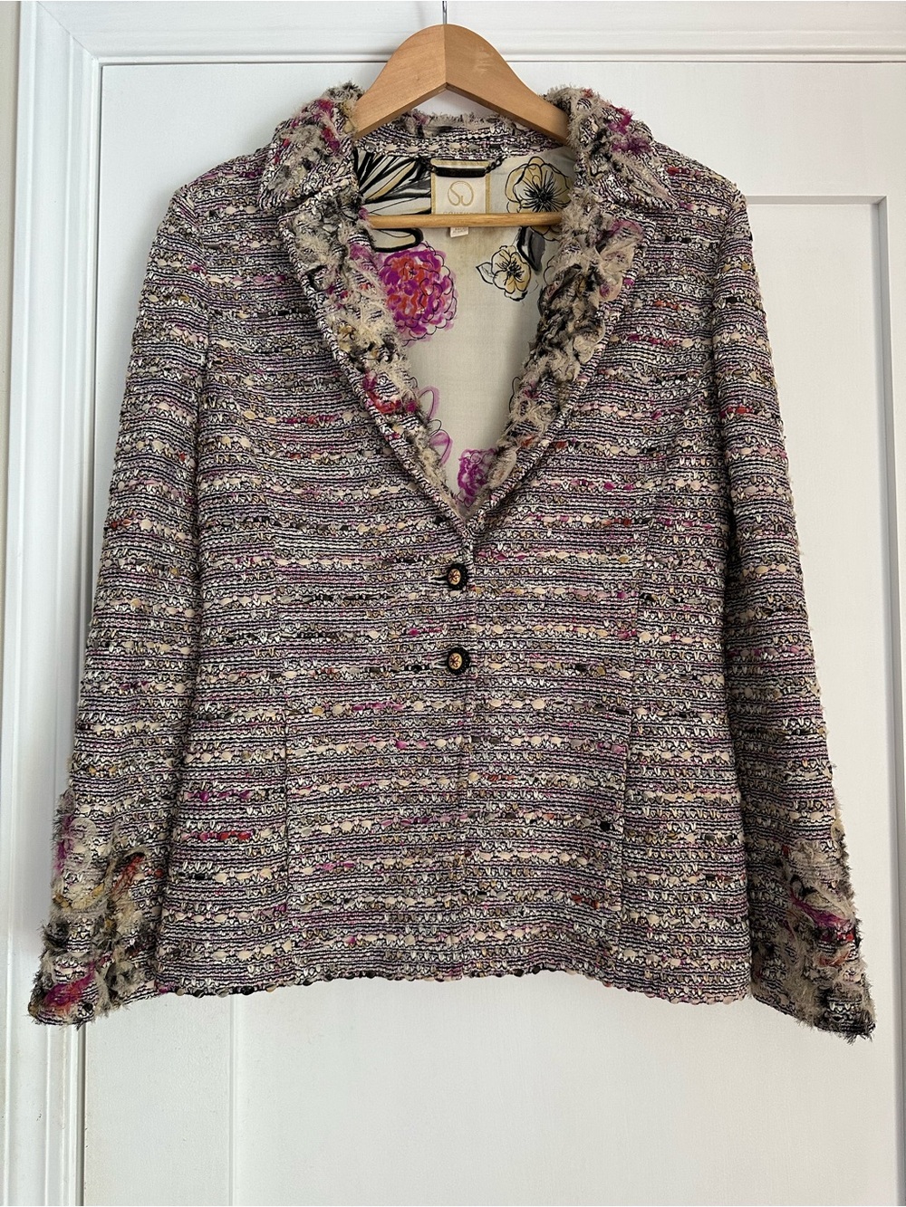 St. John Couture Vintage Multi-Color Tweed Blazer with detailed finishes